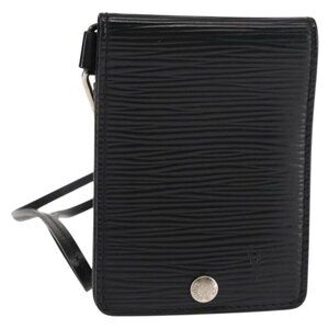 LOUIS VUITTON Epi Porte CartesID Bandouliere Card Case Black M60082 Auth 147251